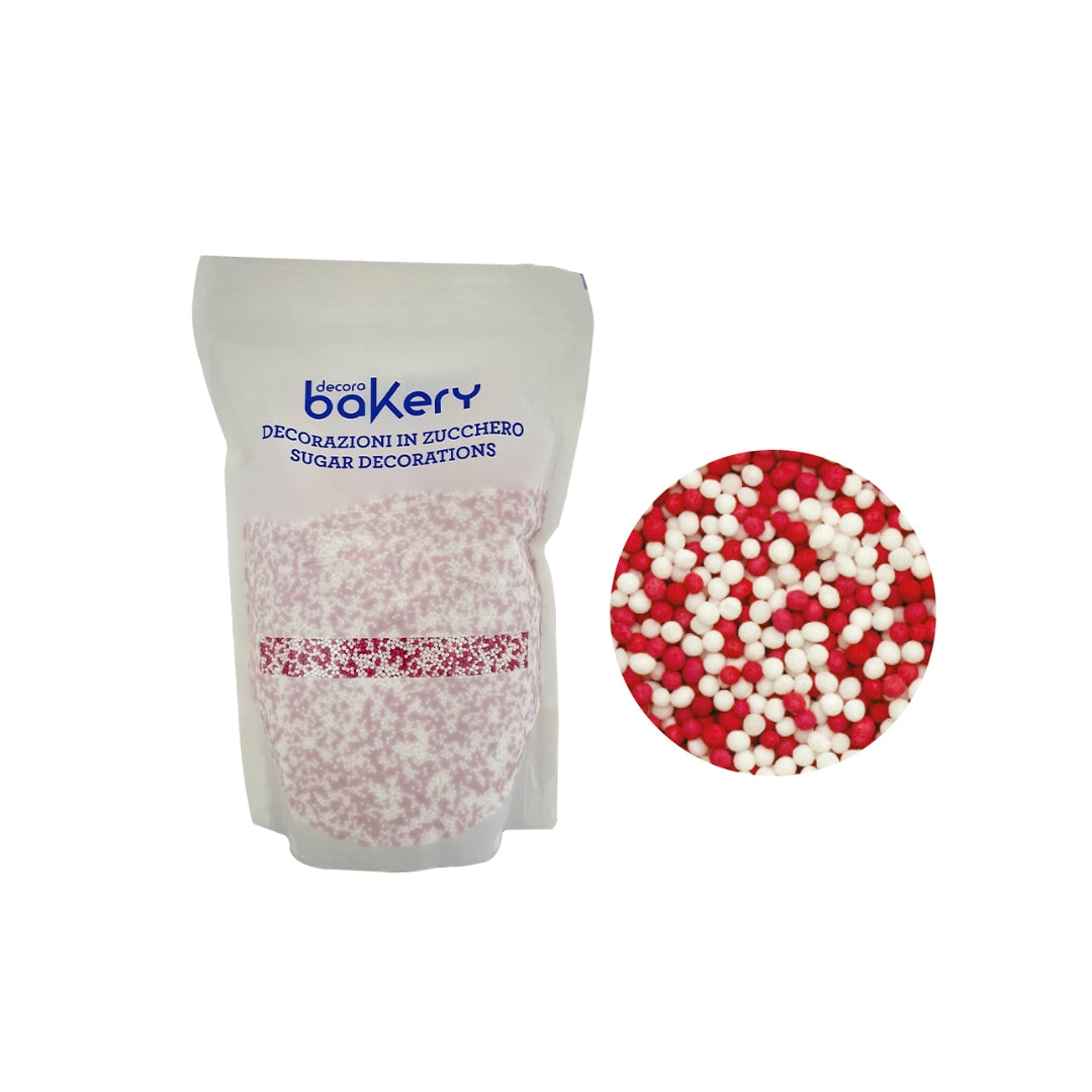 Skreytsukur reytt/hvítt kúlur Ø1,5mm 1kg