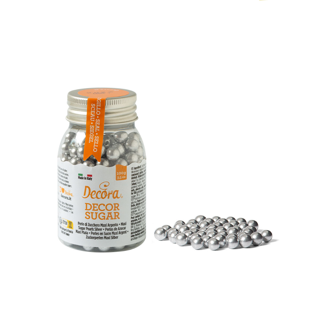 Decora Skreytsukur perlur silvur 100gr Ø8mm