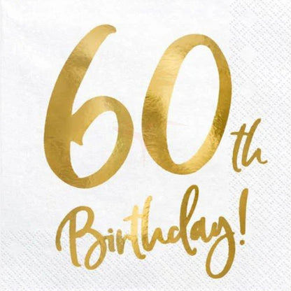 PartyDeco Serviettar 33cm 60ára Føðingardagur