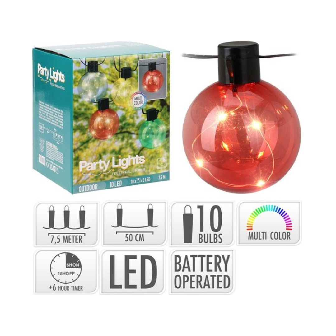 LED Partyketa 10 perur litaðar Ø8cm