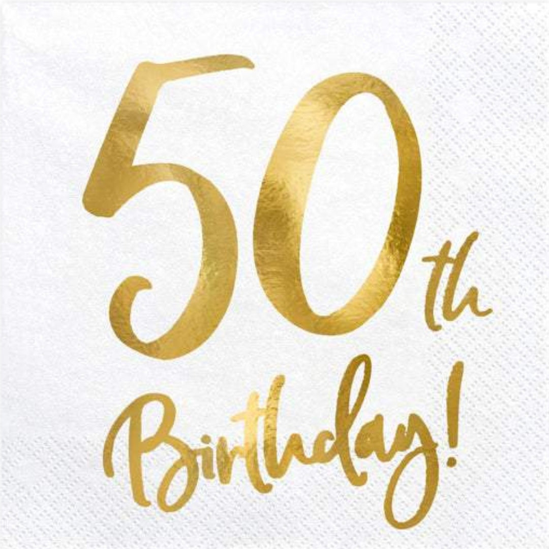 PartyDeco Serviettar 33cm 50ára Føðingardagur