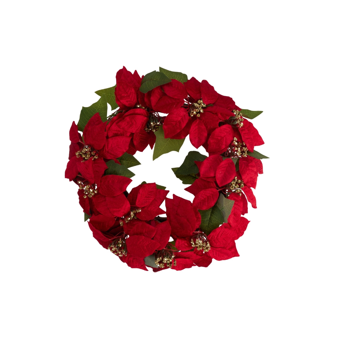 EH Kransur við reyðum jólarósum Ø45cm