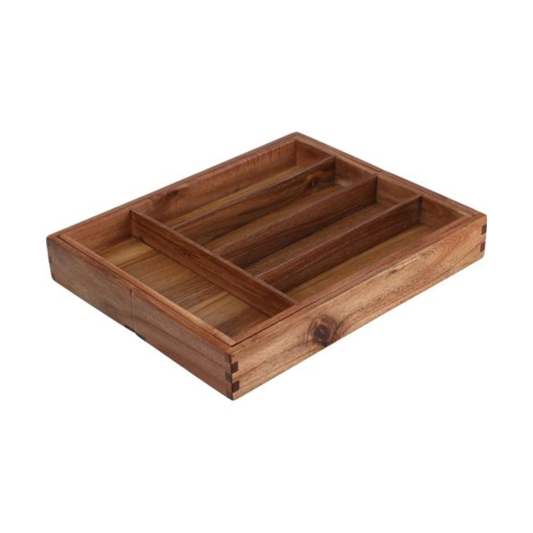 EH Bestikkkassi Acacia træ 34x28-45xH5cm