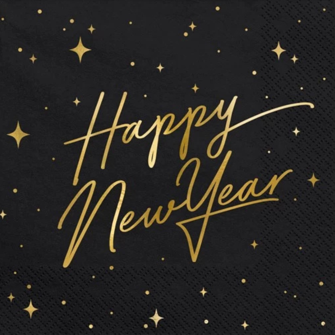 Serviettar 3-lags 33cm &quot;Happy new year&quot; 20stk