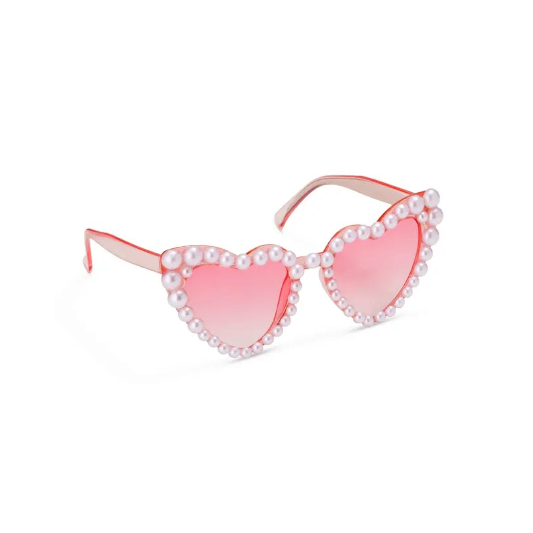 Party Deco Brillir hjørtu við perlur pink 13cm