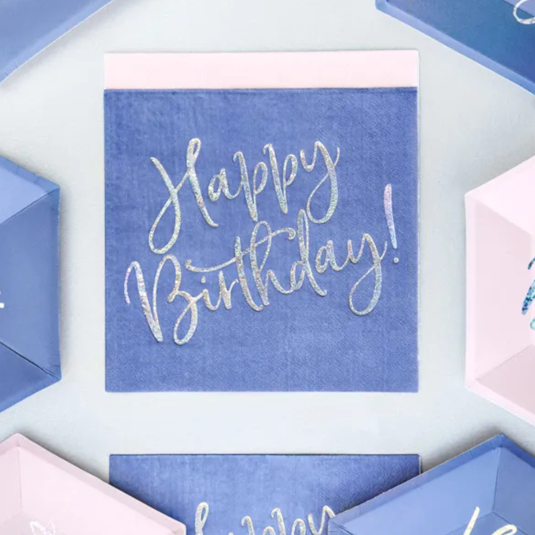 Serviettar 33cm Happy Birthday Lilla 20stk