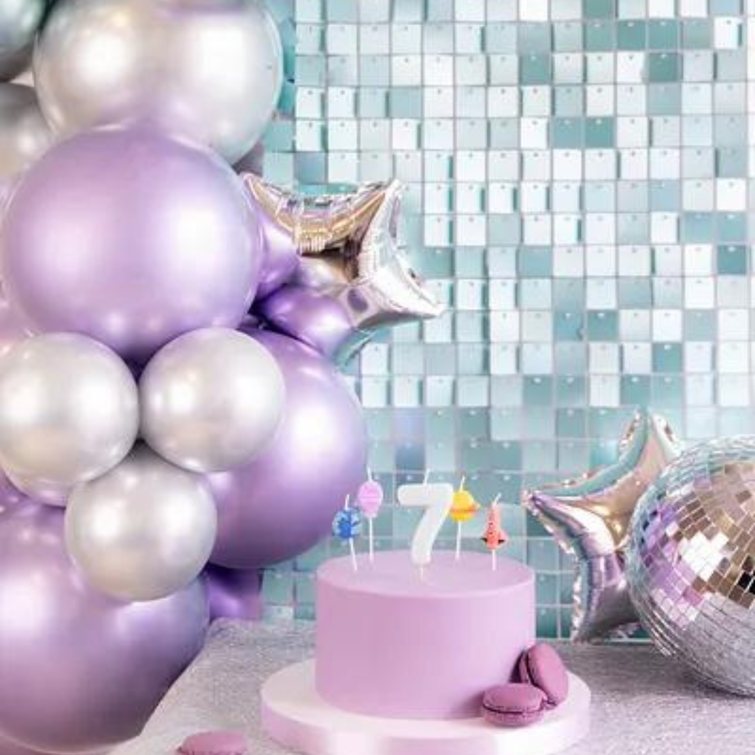 Partydeco Bakveggur Sequin 30x30cm havblát / turkis