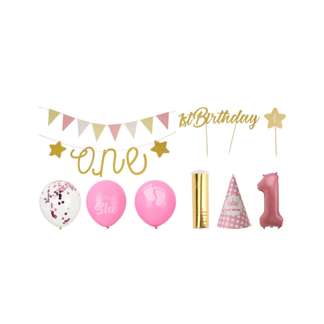 EH Partysett &quot; 1ára føðingardagur&quot; pink