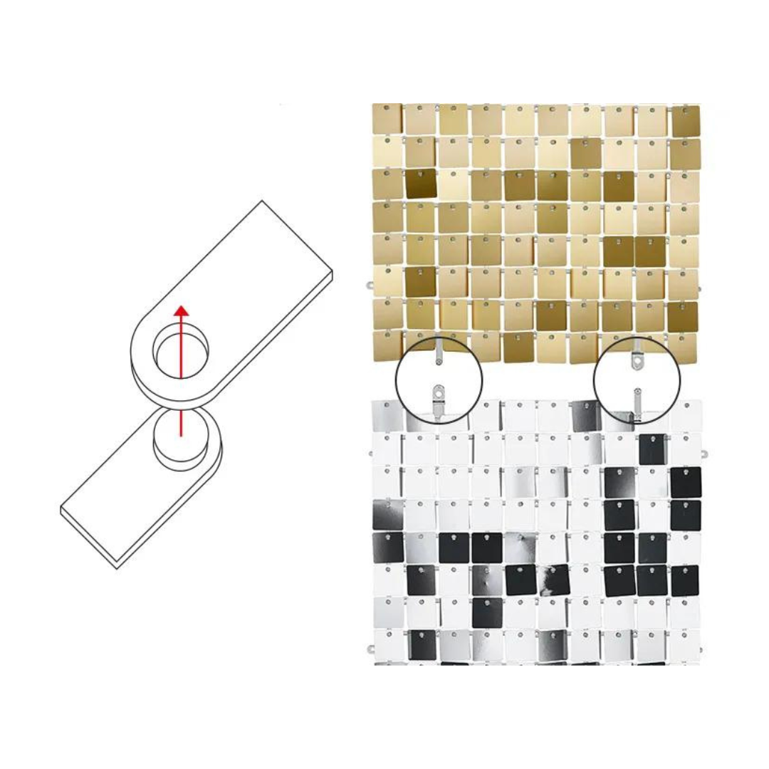 Partydeco Bakveggur Sequin 30x30cm havblát / turkis