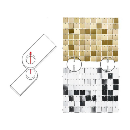 Partydeco Bakveggur Sequin 30x30cm havblát / turkis