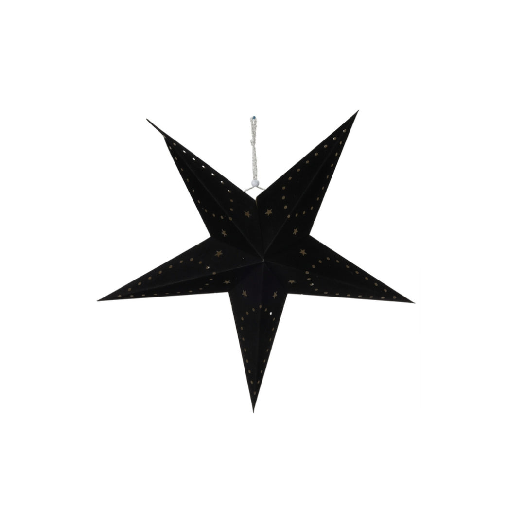 Stjørna papír v/LED 45cm svart (t/batterí)