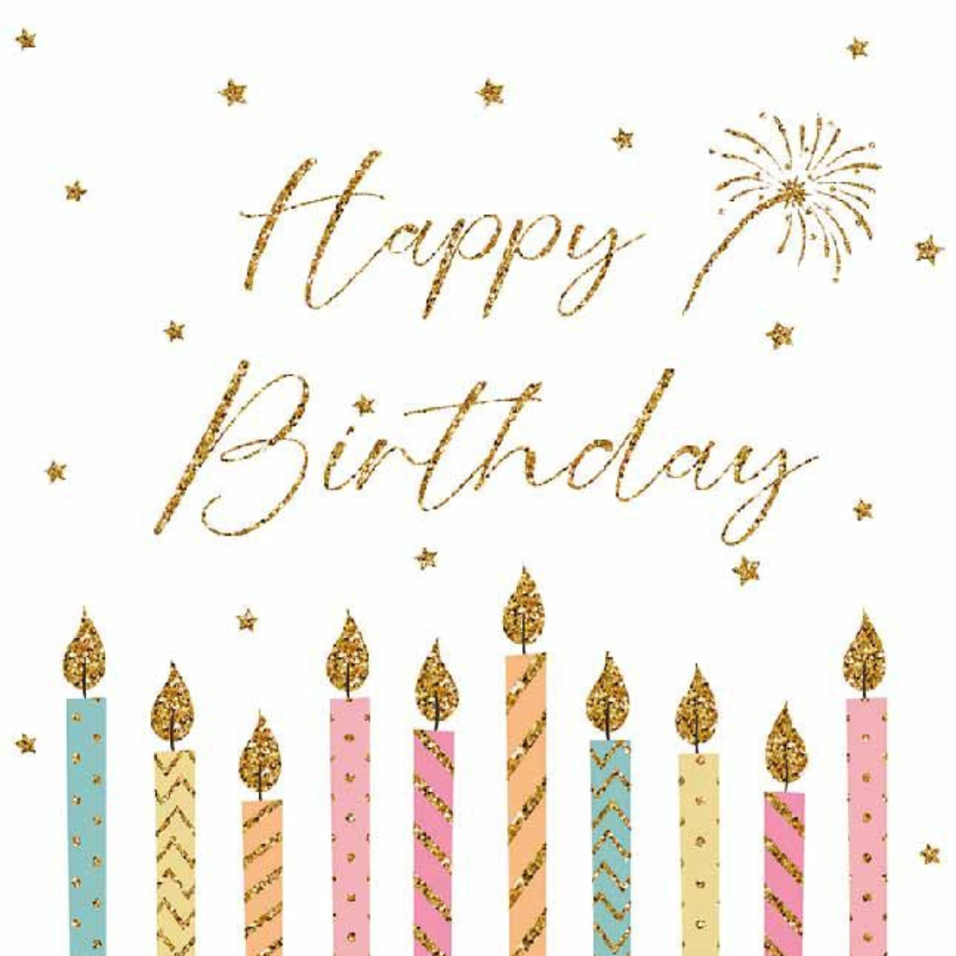Serviettar 3-lags 33cm &quot;Happy Birthday&quot; 20stk