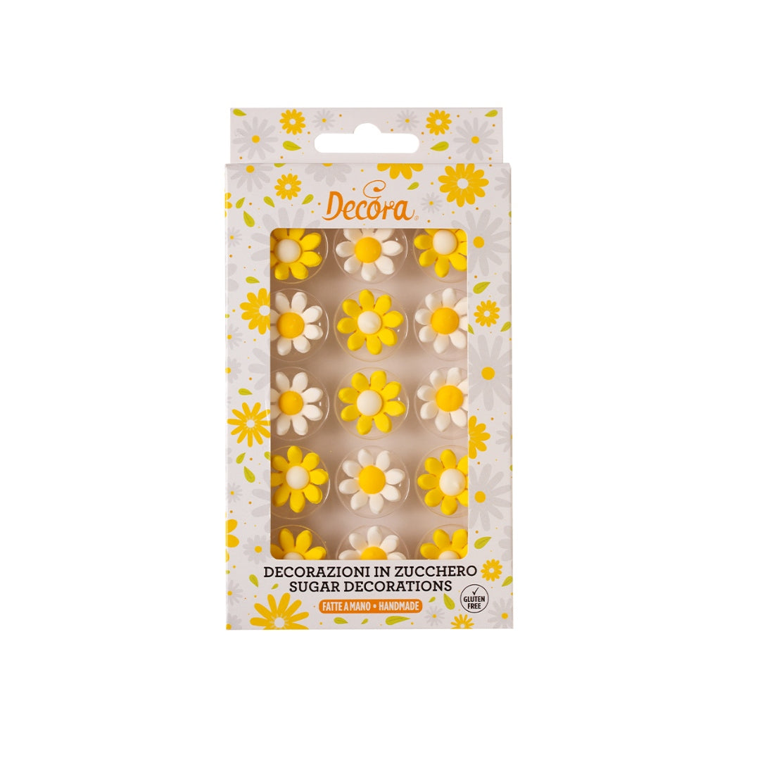 Decora Køkupynt 15stk summardáar gult /hvítt 2,4cm