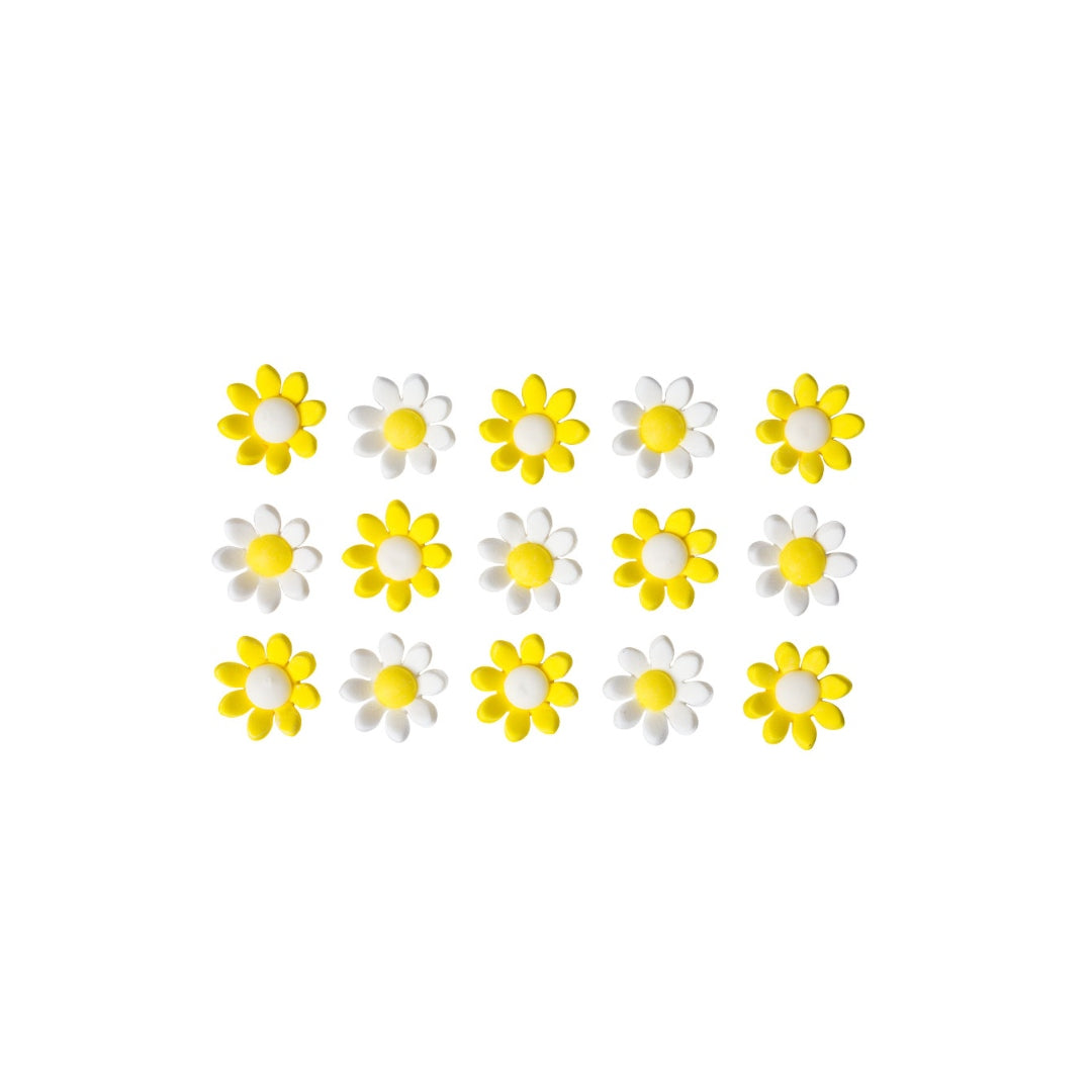 Decora Køkupynt 15stk summardáar gult /hvítt 2,4cm