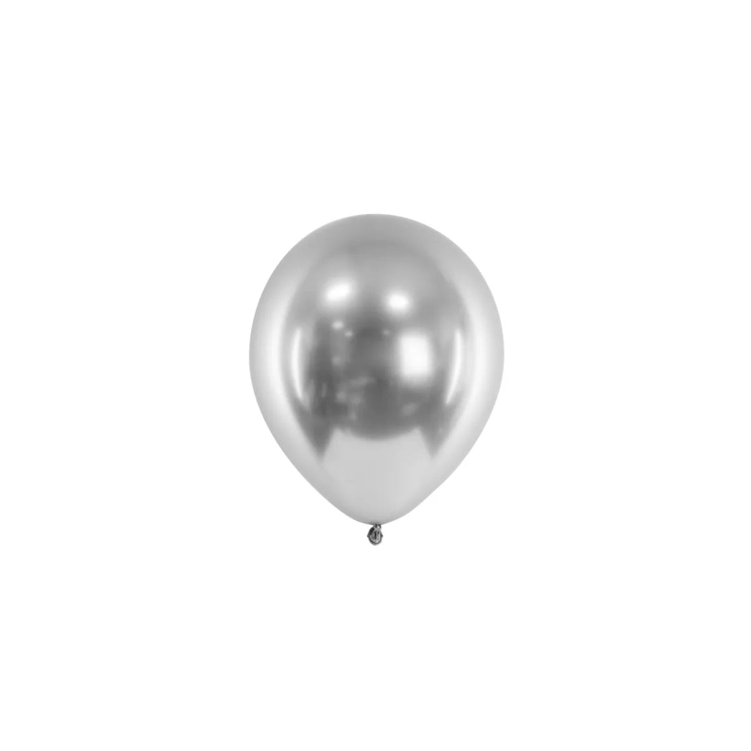 Ballón Glossy 30cm silvur 50stk