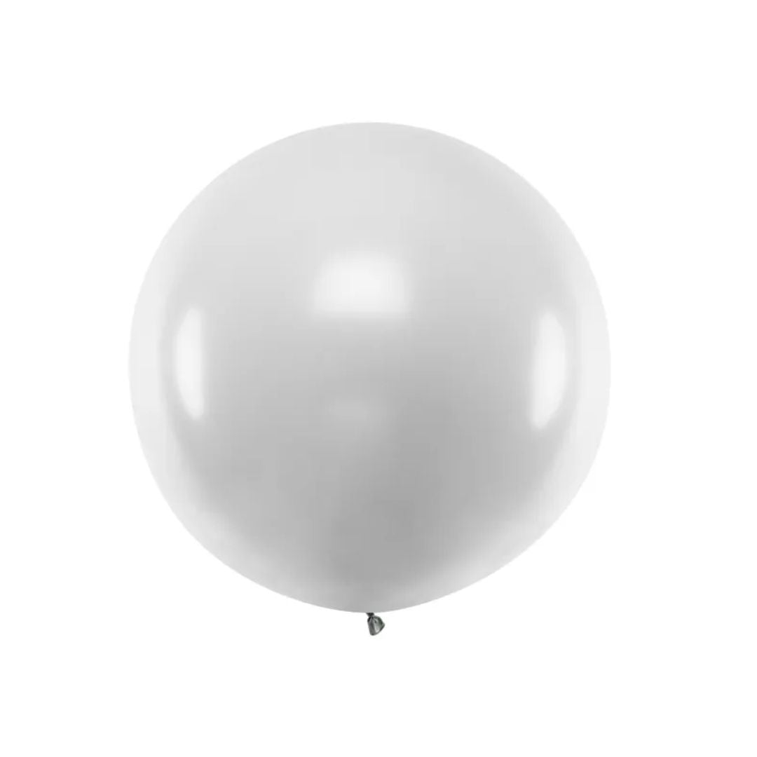 Party Deco Ballón rund metallisk silvur 1m