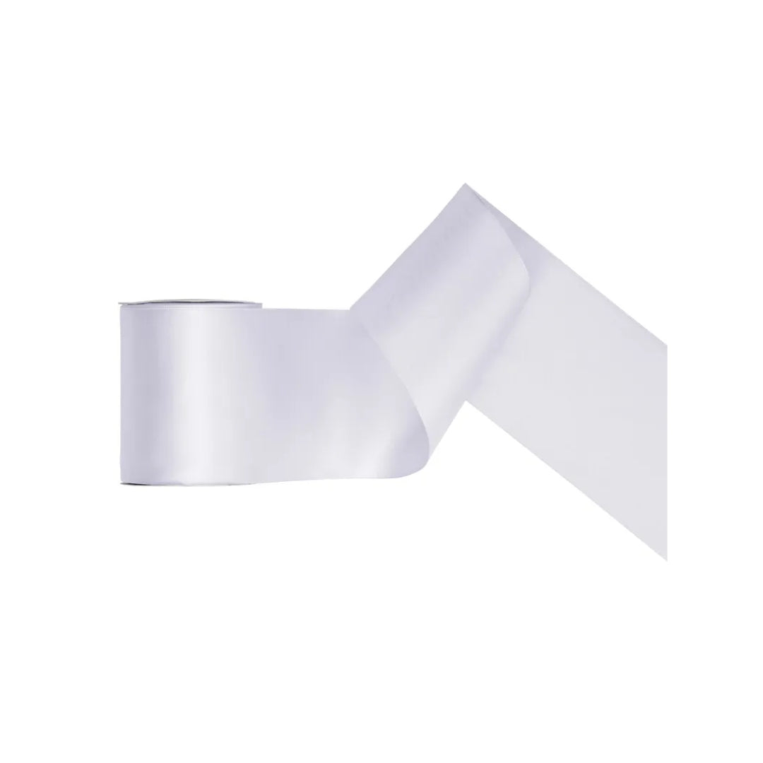 Silkiband hvítt 100mm/25m