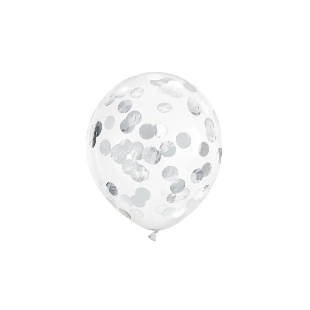 Ballónir konfetti 30cm silvur 6stk