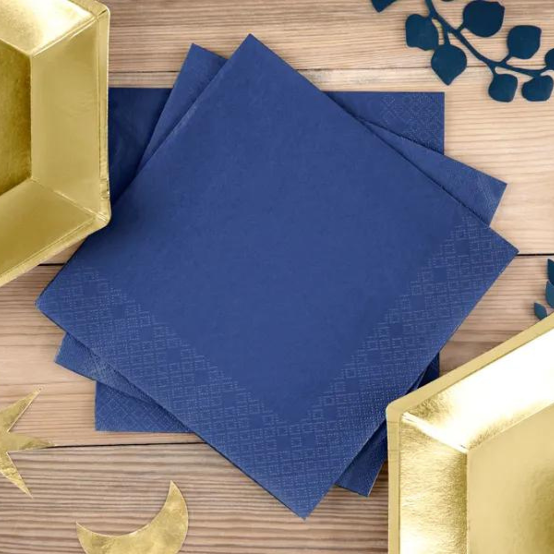 Partydeco Serviettar 33cm 3-lag 20stk Myrka Blátt