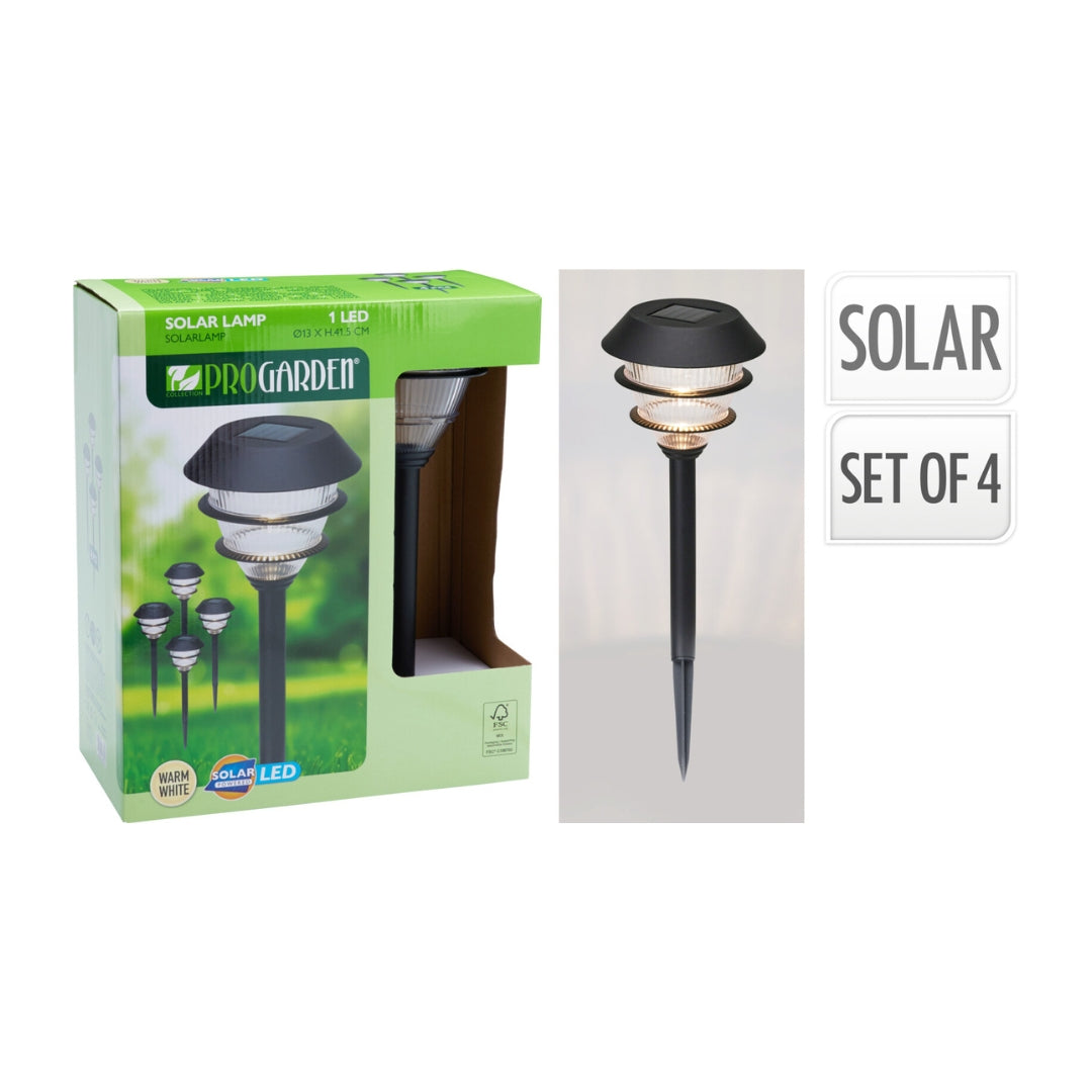 EH LED sólsellulampar PP H41,5cm svørt 4stk