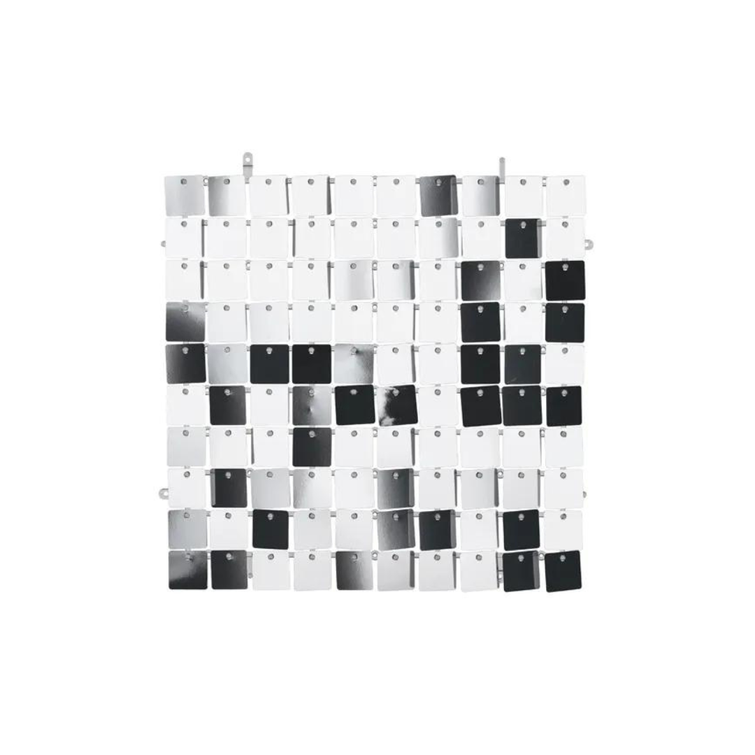 Partydeco Bakveggur Sequin 30x30cm silvur