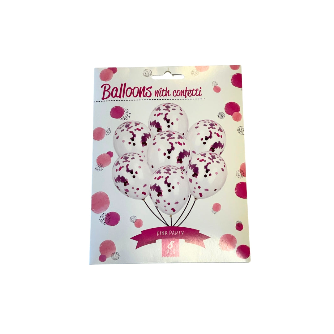Ballónir við konfetti pink 8stk