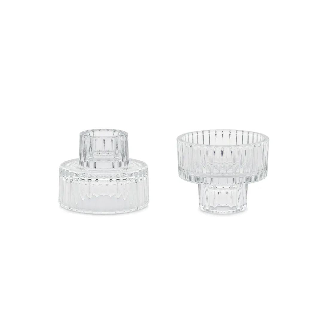Ljósastaki glas t/fýrf.+ krónuljós 6.5x5.5cm 1stk