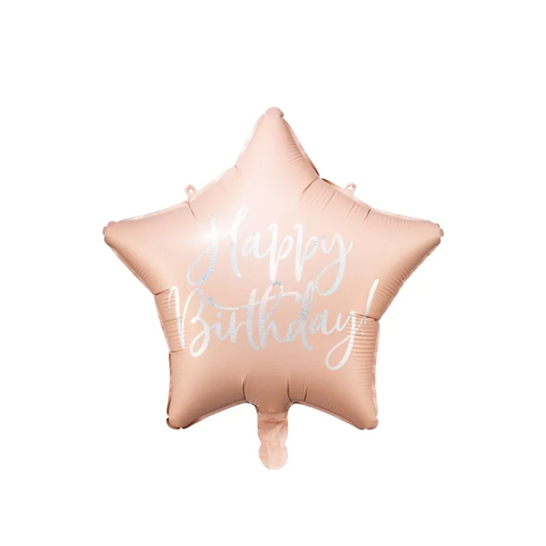 Partydeco Folioballón Happy Birthday 40cm lj. pink 1stk