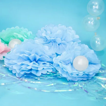 PartyDeco Pompon papír lj. blátt 25cm