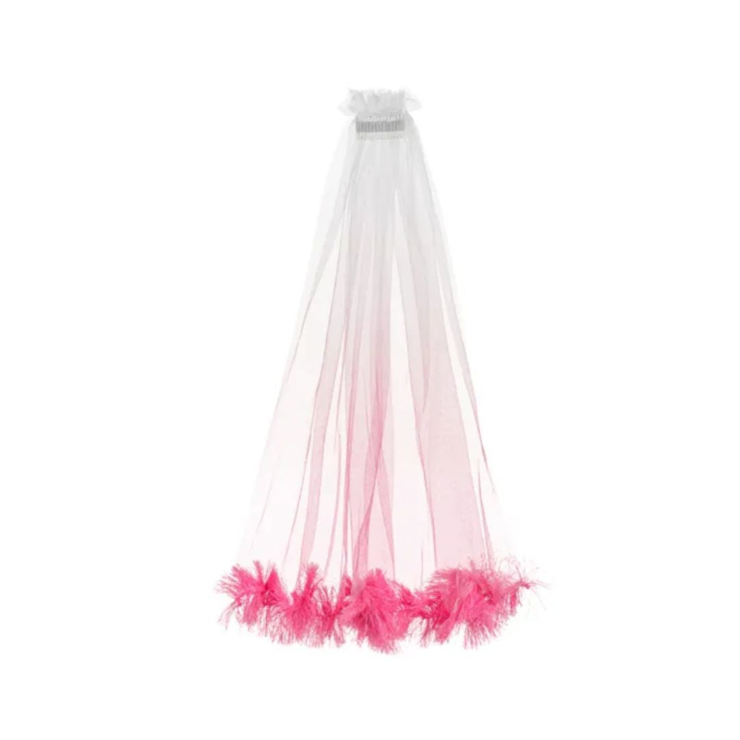 Party Deco Brúðarslør pink 69cm