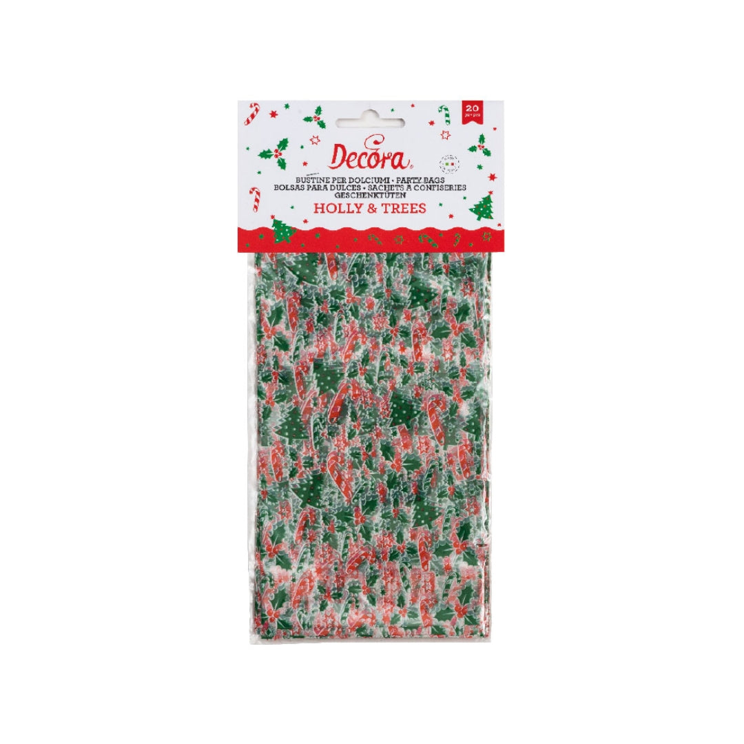 Sellofan posar v/botni t/køkur 20stk jólatrø 12,5+3cm H24cm