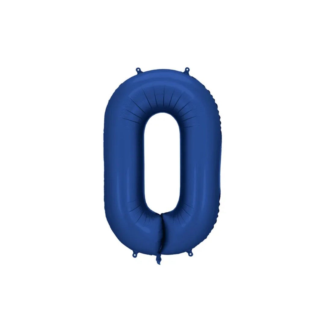 Tallballónir "0" 86cm navy blátt