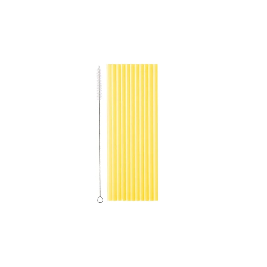 Súgvirør plast gult 23cm 12stk