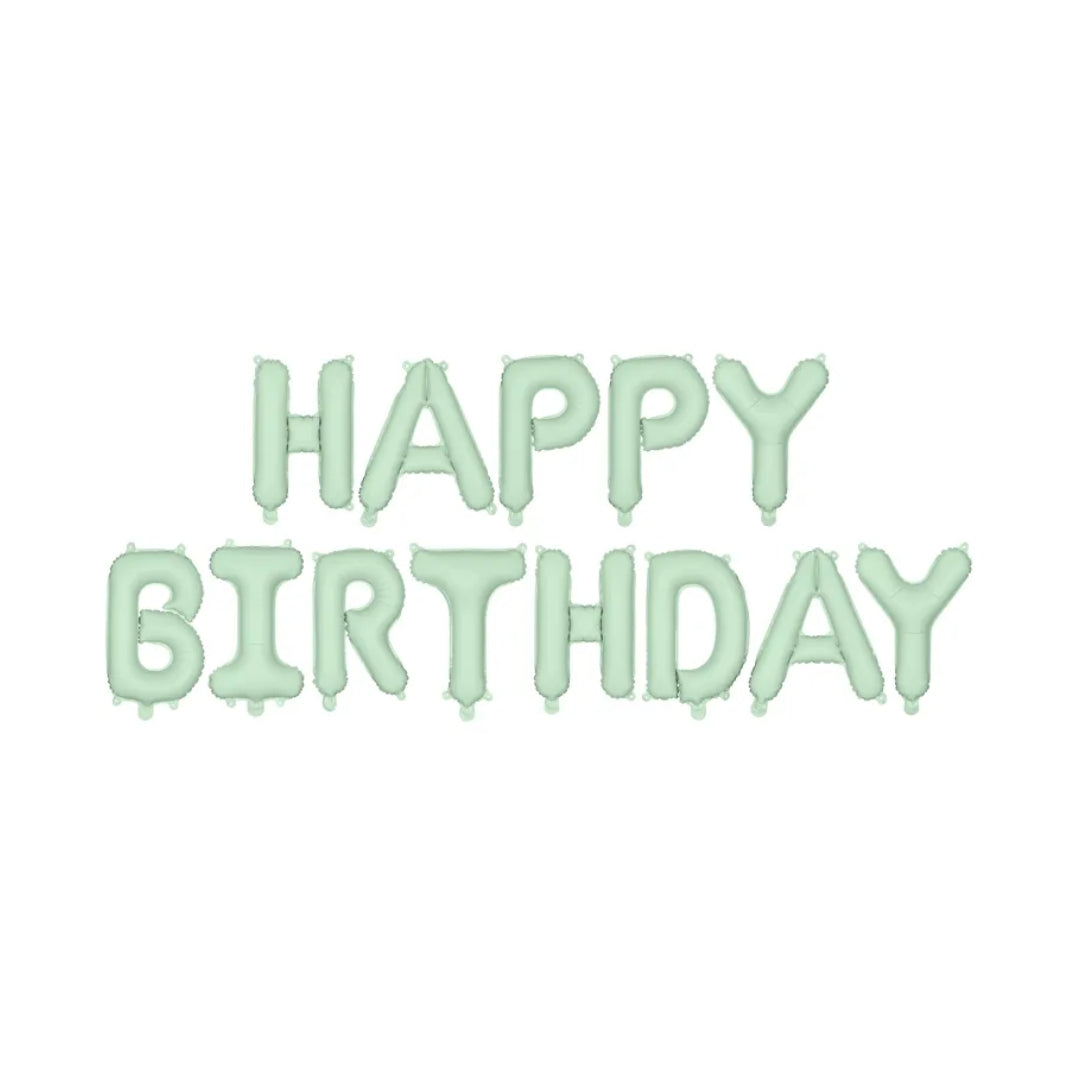 Ballónstavir "Happy birthday" 340x35cm ljóst grønt