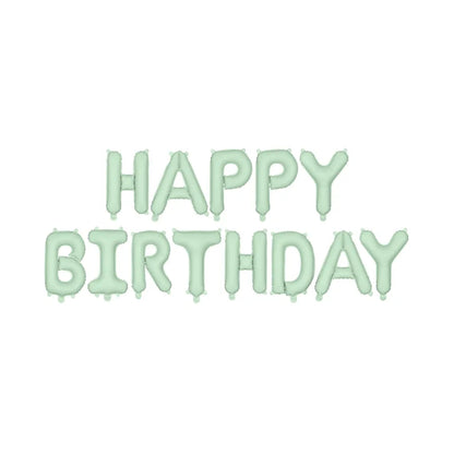 Ballónstavir "Happy birthday" 340x35cm ljóst grønt