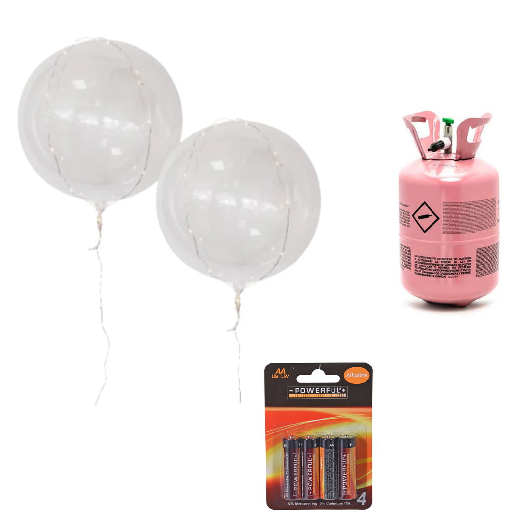 LEDballón-sett 6stk v/ helium og battarí