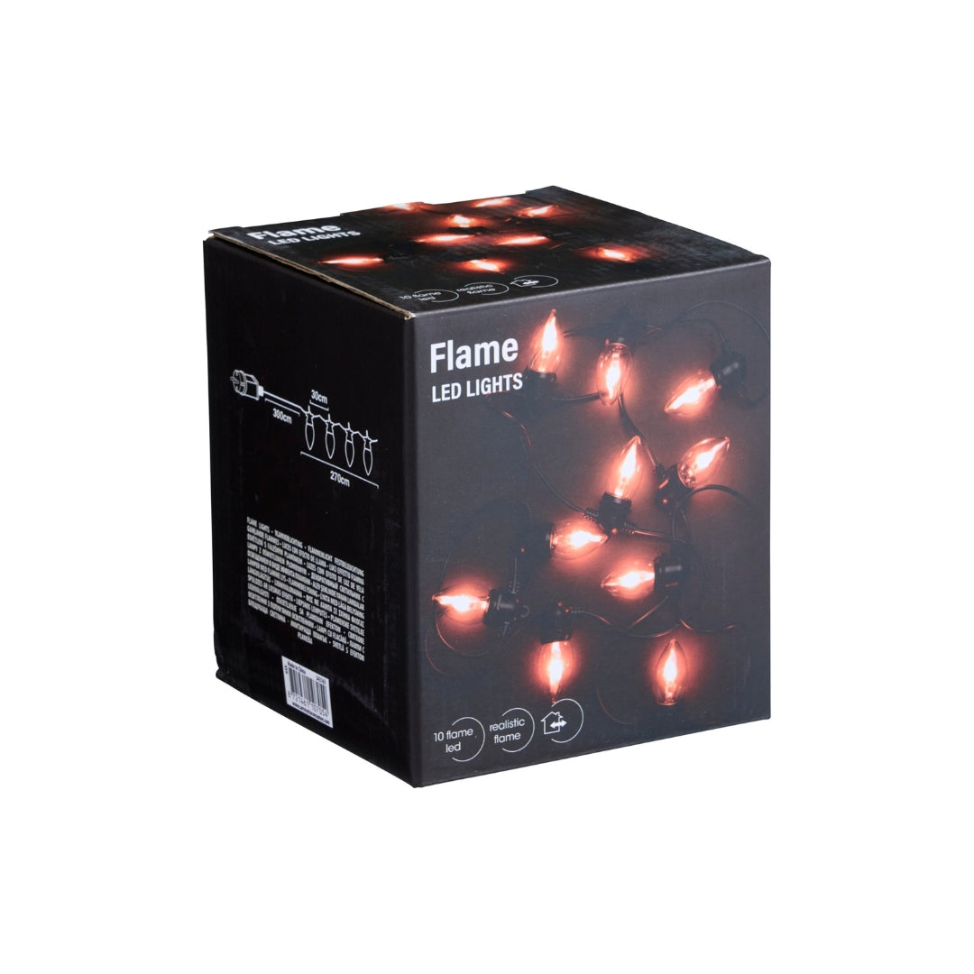 LED Ljósketa v/ flammueffekt 10perur 3m