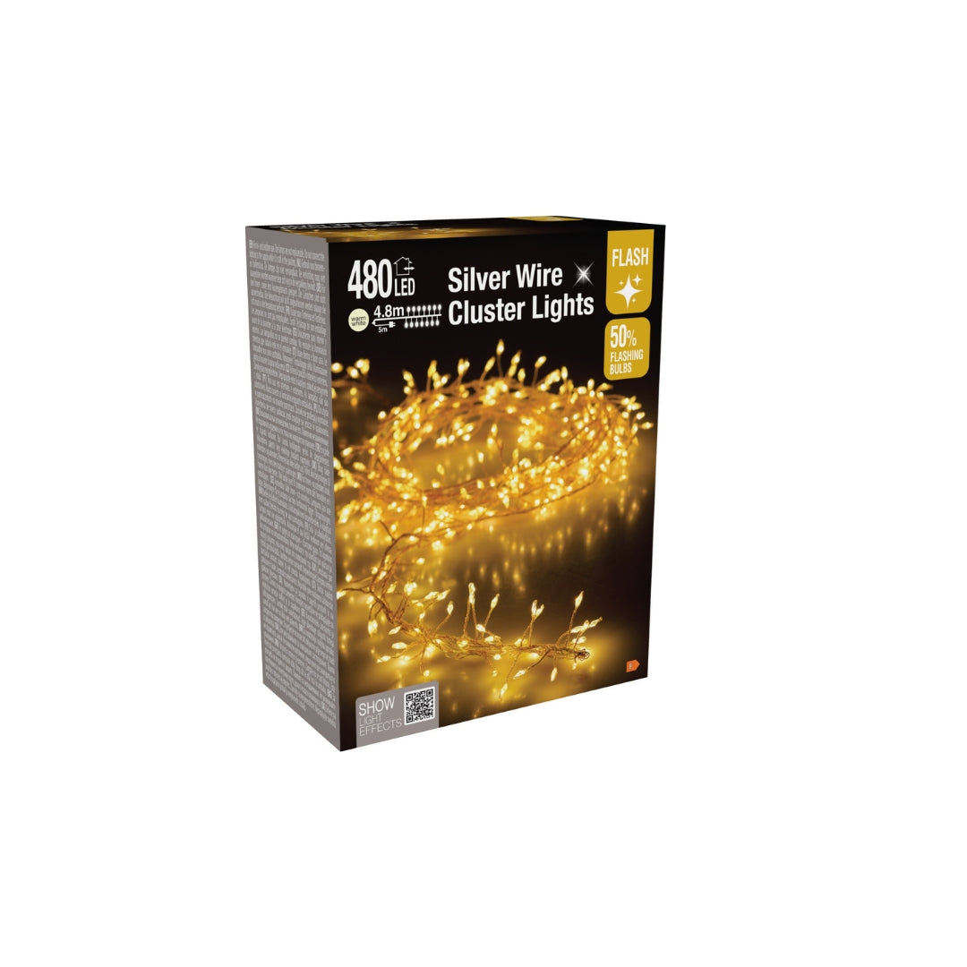 LED ljósketa clusterlight flash 4,8m 480stk H.hvít