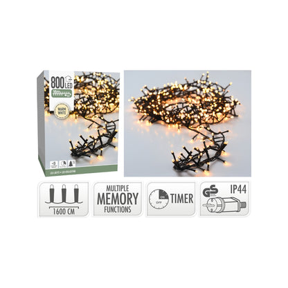 LED ljósketa clusterlight 11m 1512 H.hvít Tim/8fun