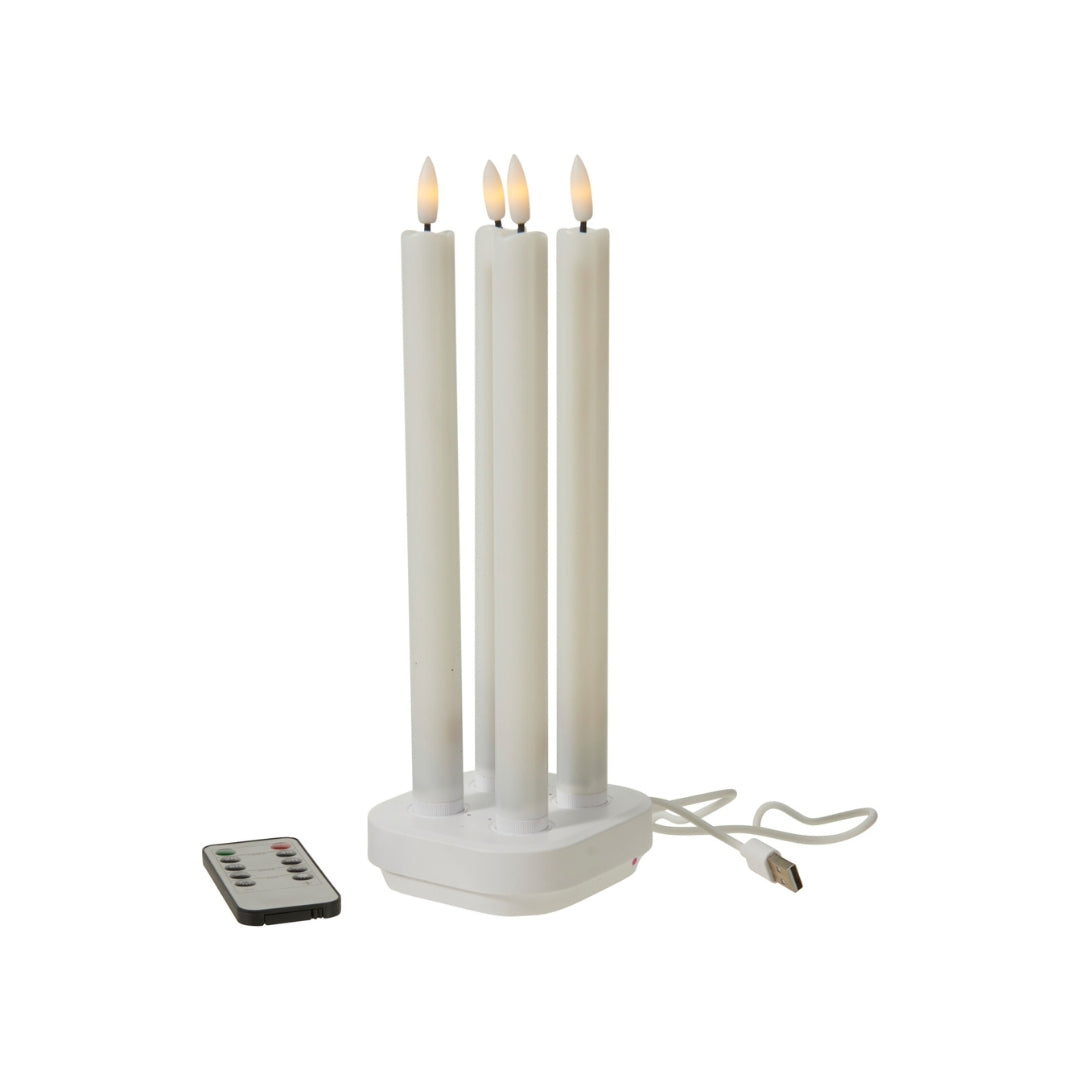 LED stakaljós 4stk H18cm løðistatión USB+fjarstýr.