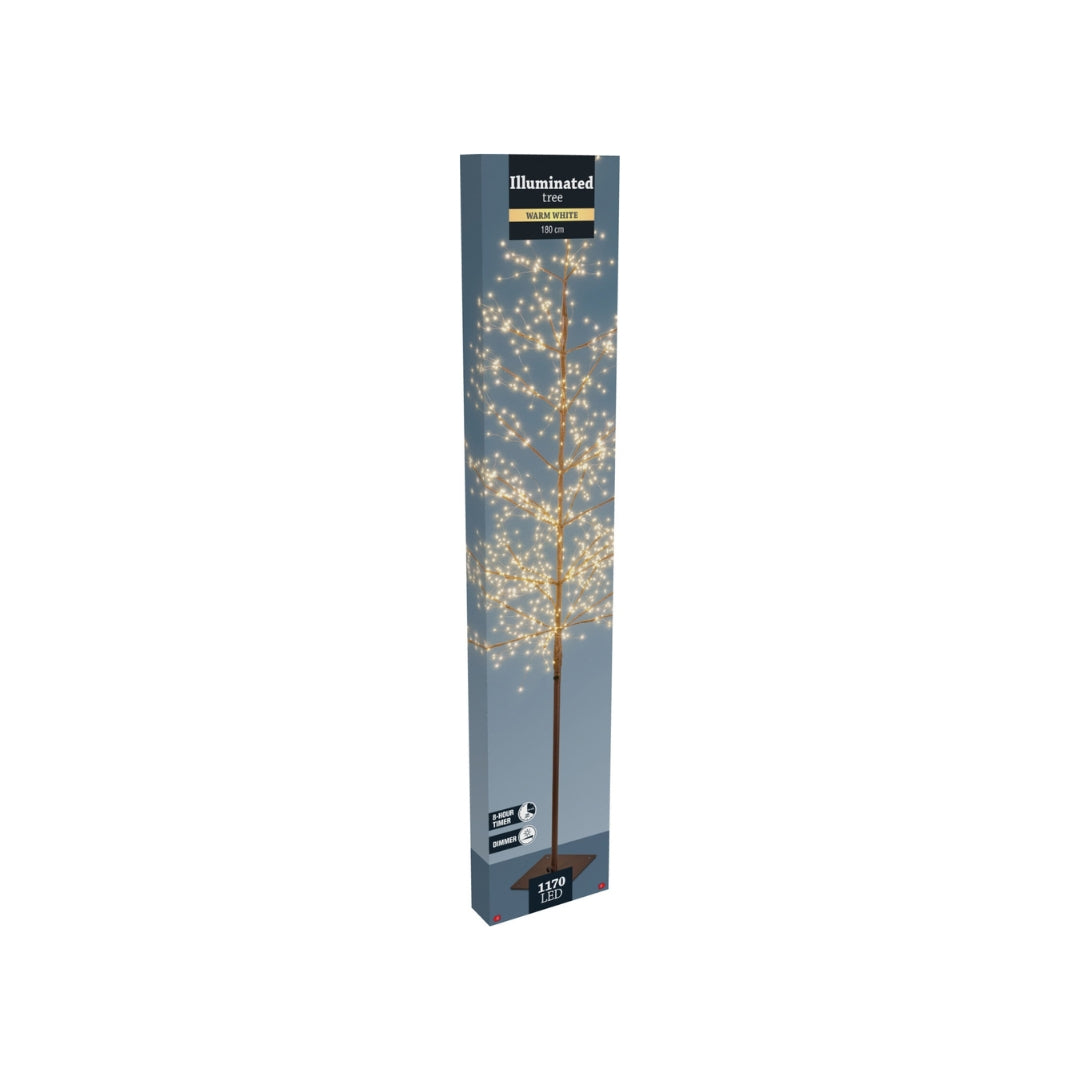 LEDtræ 180cm 1170perur timari kopar og heithvít