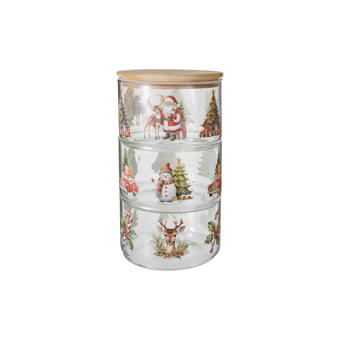 EH Glasskálir 3stk stápla á55cl Ø11 H20,5cm v/lok
