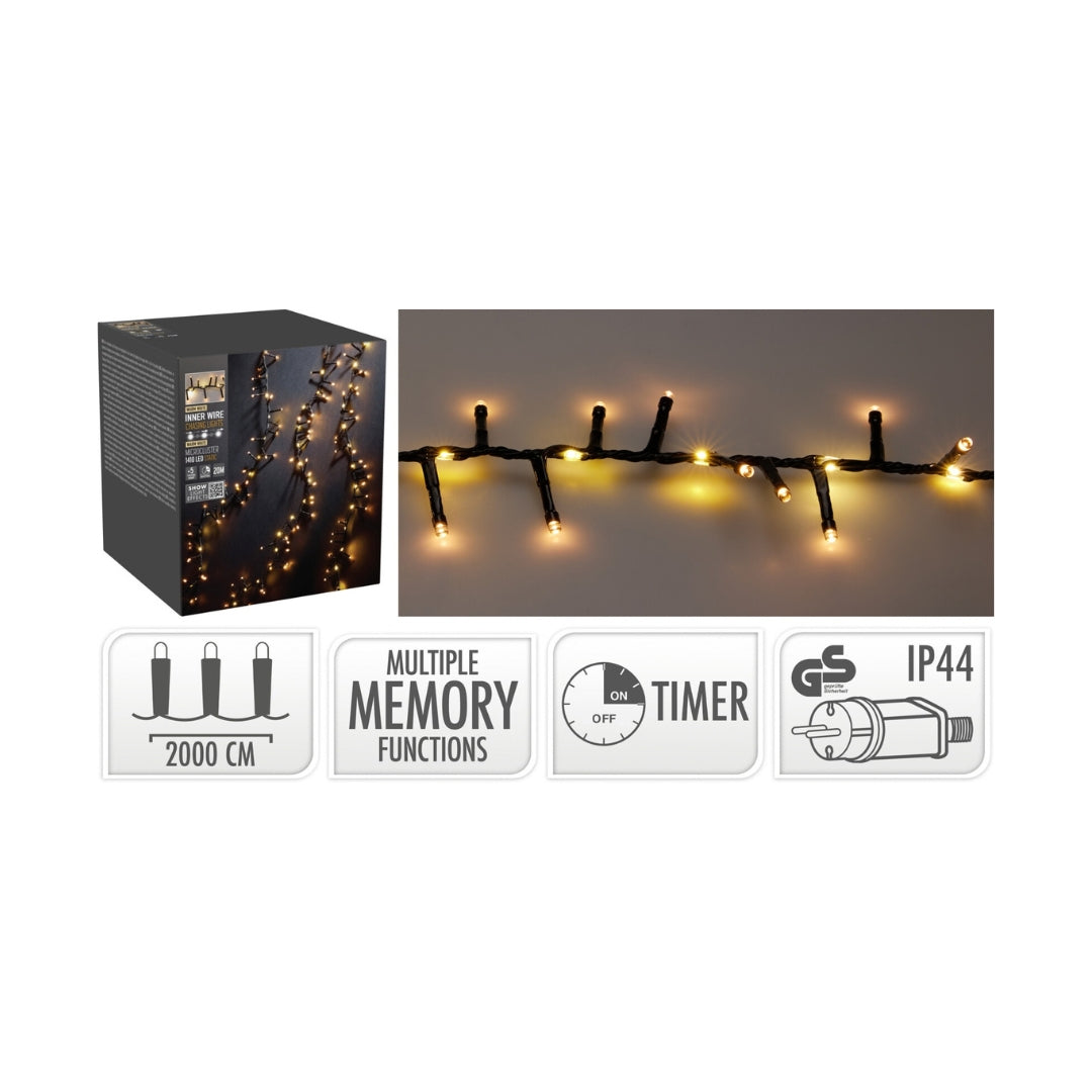 Ljósketa Snakelights 20m 1410LED Hhvít Tima/15funk