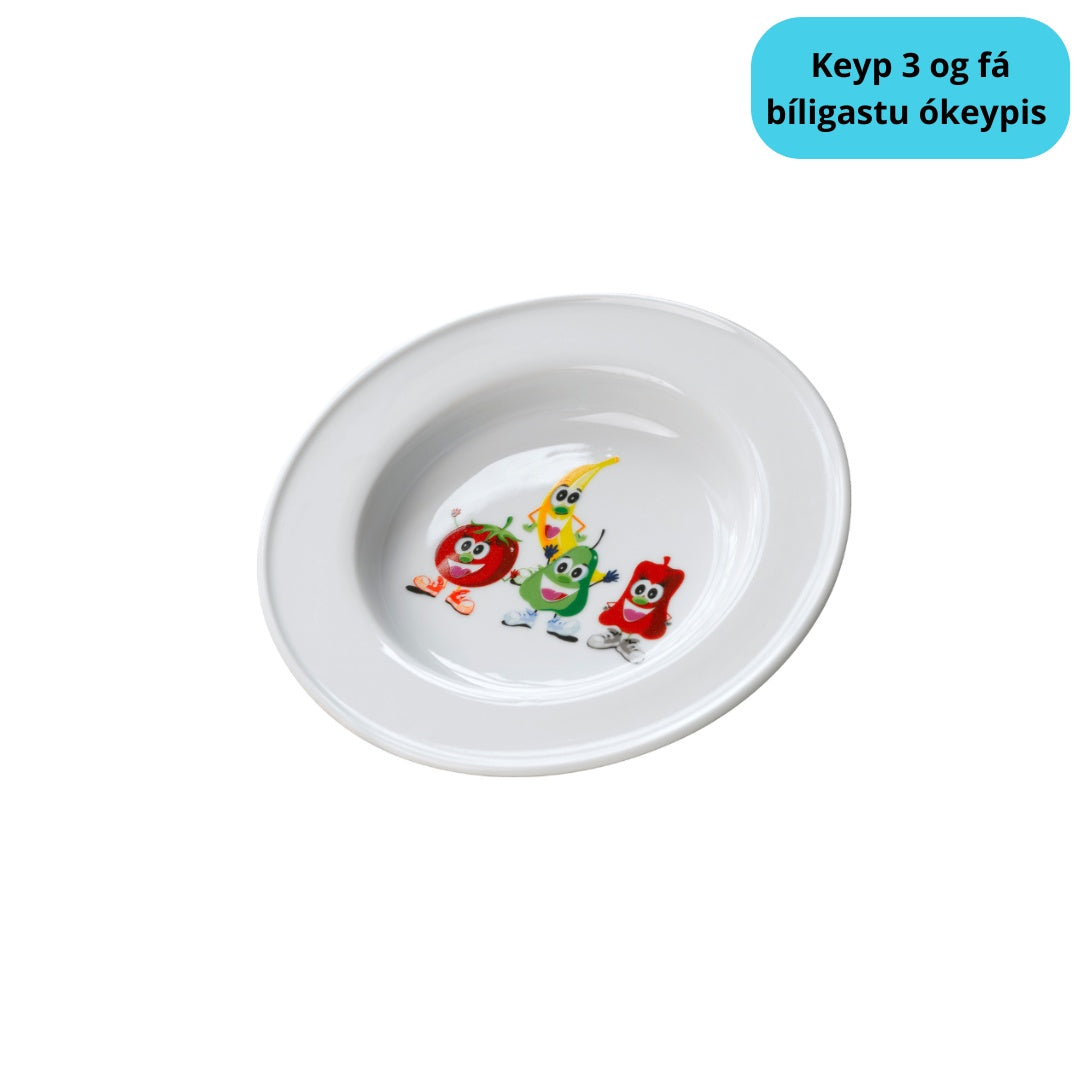 Barnatallerkur fruktsnýð porselen