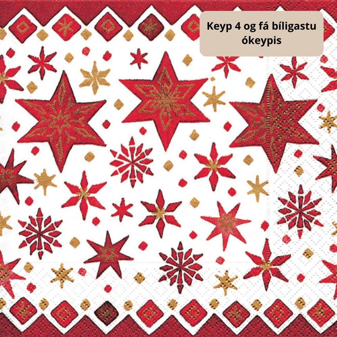 Serv. 3-lags 33cm Jólastjørnur 20stk|Kart/15