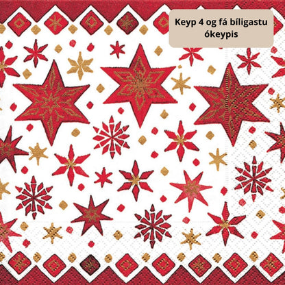 Serv. 3-lags 33cm Jólastjørnur 20stk|Kart/15