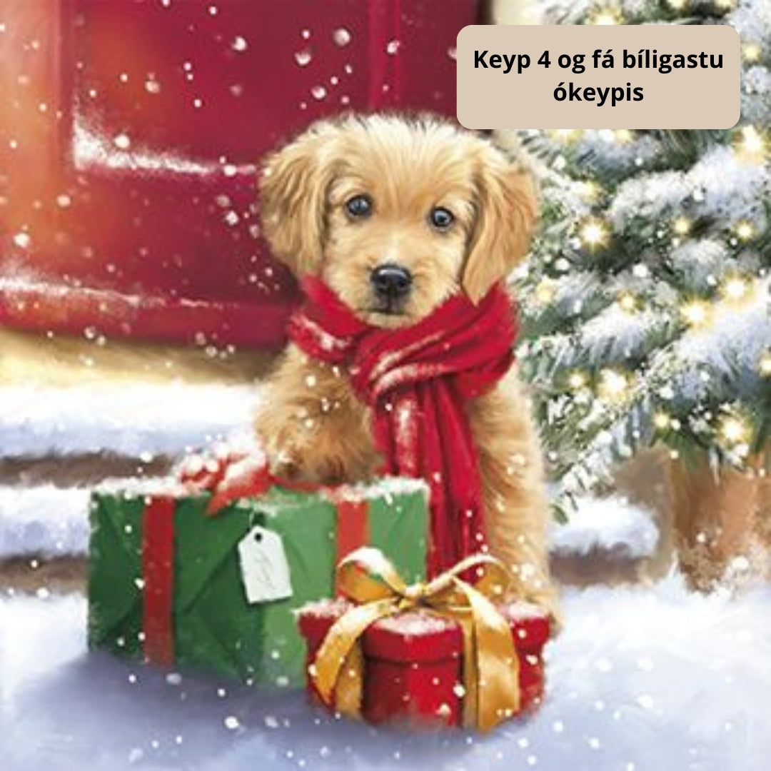 Serviettar 3-lags 33cm Jólahundur 20stk|Kart/15