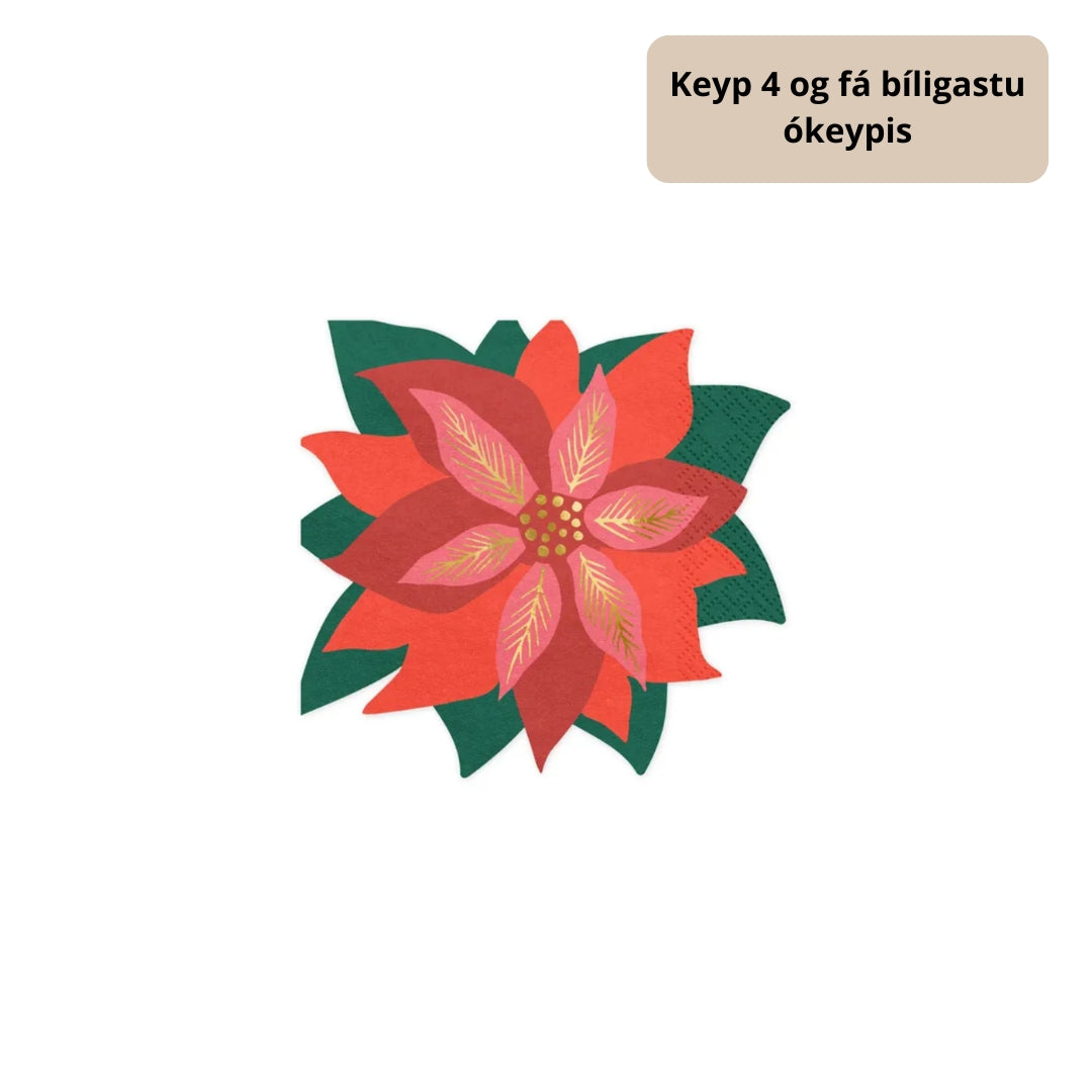 Serviettar 14,5x15,5cm Jólastjørna 20stk