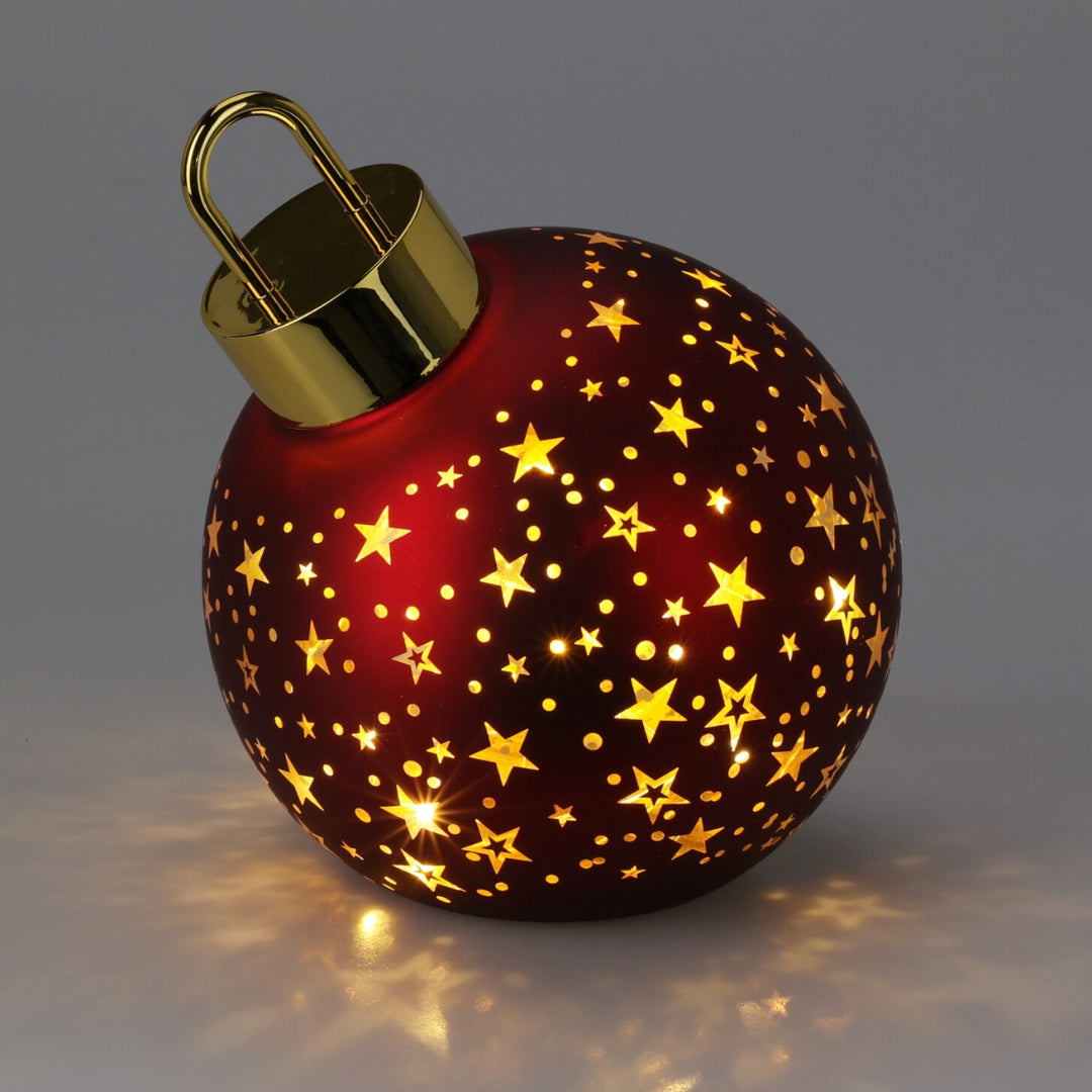 Jólakúla 15cm reyð v/LED