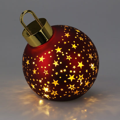 Jólakúla 15cm reyð v/LED